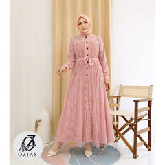 GAMIS OZIAS BROKAT AZULA 09295 LD 105 I Gamis Wanita Muslimah I Gamis Busui Friendly Panjang