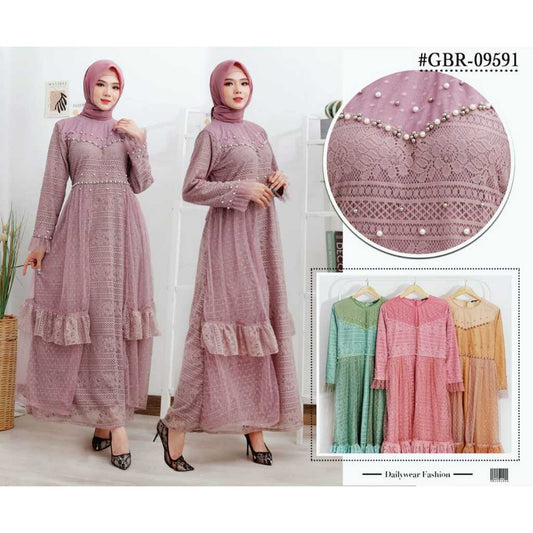 GAMIS OZIAS BROKAT PREMIUM 09591 LD 105 I Gamis Fashion Muslimah I Gamis Pesta Remaja Nyaman Panjang