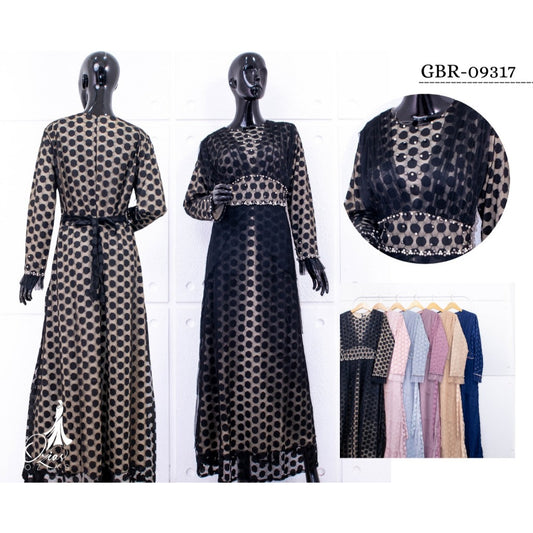 GAMIS OZIAS BROKAT POLKA 09317 LD 105 I Gamis Kondangan Premium I Fashion Muslimah Dress