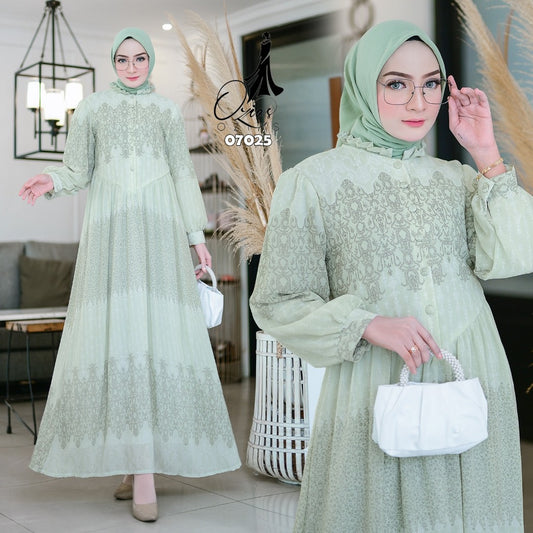 GAMIS OZIAS BABYDOLL CERUTY 07025 LD 105 I Gamis Kondangan Fashion I Gamis Wanita Muslimah Fit Motif Nyaman
