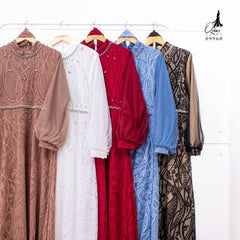GAMIS OZIAS BROKAT PREMIUM 09968 LD 105 I Gamis Tangan Balon I Gamis Kondangan Muslim Nyaman
