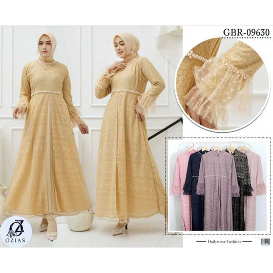 GAMIS OZIAS BROKAT PREMIUM 09630 LD 105 I Gamis Simpel Remaja I Gamis Lebaran Nyaman Mewah