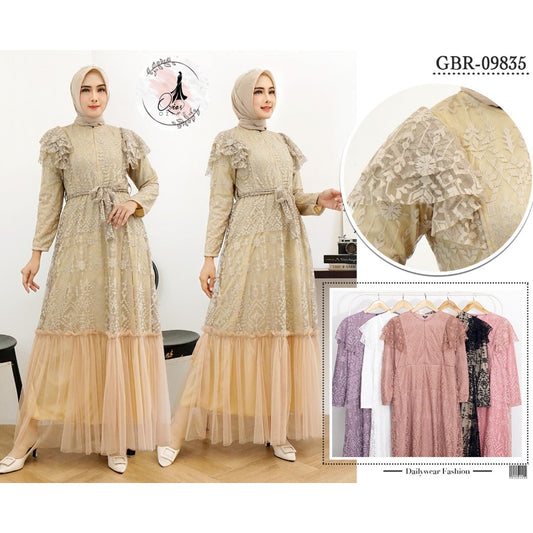 GAMIS OZIAS BROKAT TIARA 09835 LD 105 I Gamis Brisemade Muslimah I Dress home Busui Friendly Wanita Panjang