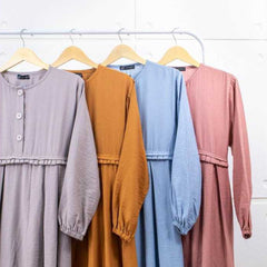 GAMIS OZIAS POLO LINEN 06435 LD 105CM I Gamis Simpel Adem I Gamis Fashion Muslim Arabian l Busui Friendly Nyaman Panjang
