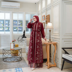 GAMIS OZIAS TILE NAMIRA 07144 LD 105 140 I Gamis Mewah Kondangan 4XL I Gamis Tile Bordir