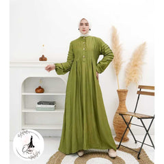 GAMIS OZIAS POLO LINEN AZURA 06428 LD 105 I Gamis Simple I Gamis Busui Friendly Muslim Nyaman