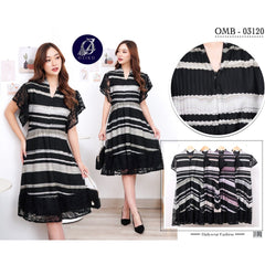 DRESS OZIKO POLLYLACE BROKAT AZURA 03119 03120 LD 105 I Dress Formal Kerja I Dress Casual Wanita Nyaman