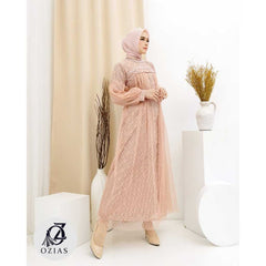 GAMIS OZIAS BROKAT TILE 09562 LD 105 I Gamis Kondangan Mewah I Gamis Pesta Tangan Balon Nyaman
