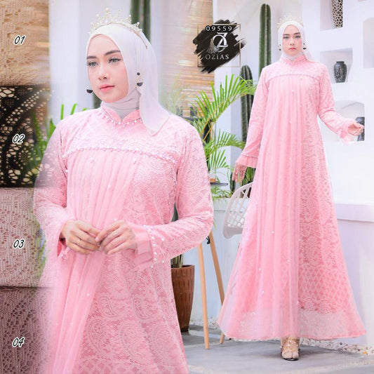 GAMIS OZIAS BROKAT 09559 LD 105 I Gamis Kondangan Simpel I Gamis Fashion Muslimah
