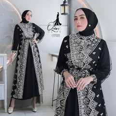 GAMIS OZIAS TILE 07181 LD 105 I Gamis Kondangan Mewah I Gamis Pesta TIle Bordir