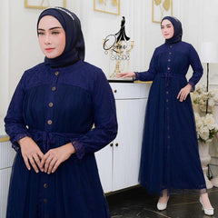 GAMIS OZIAS BROKAT AZULA 09295 LD 105 I Gamis Wanita Muslimah I Gamis Busui Friendly Panjang