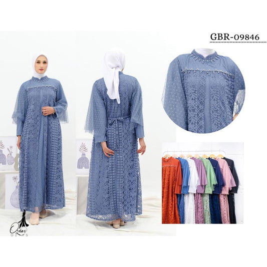 GAMIS OZIAS BROKAT FIMELA 09846 LD 105CM I Gamis Wisuda Muslimah I Dress Home Panjang Santai Nyaman Wanita