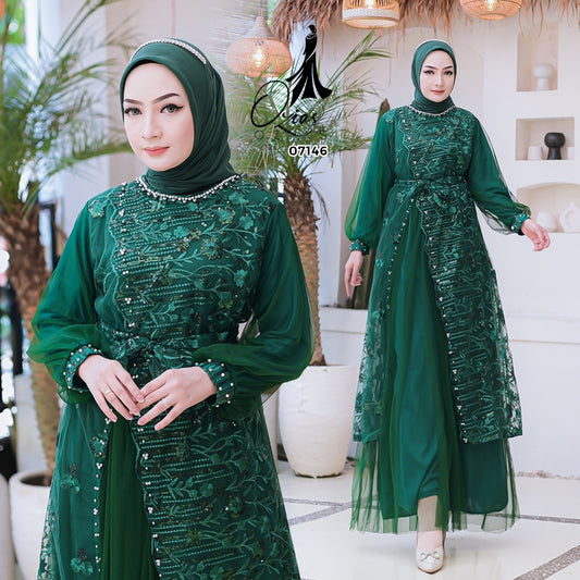 GAMIS OZIAS TILE BORDIR 07146 07133 07161 LD 105 I Gamis Tile Cantik I Gamis Kondangan Mewah