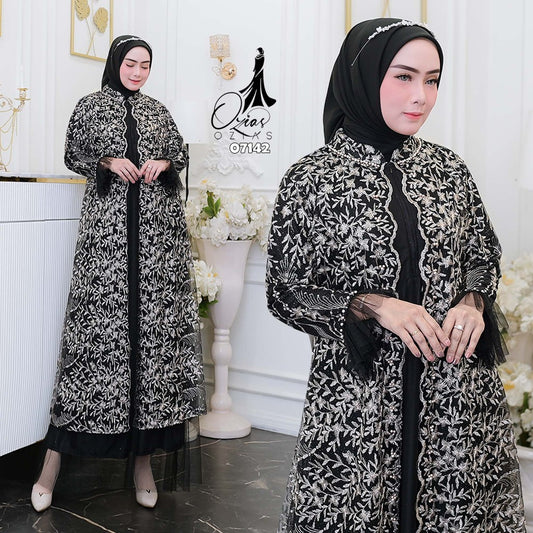 GAMIS OZIAS TILE 07142 LD 105 I Gamis Kondangan Pesta I Gamis Pesta Simpel Elegant.
