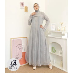 GAMIS OZIAS BROKAT ORCHID 09654 LD 105 I Gamis Lebaran Remaja I Gamis Kondangan muslimah Panjang Santai