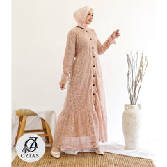 GAMIS OZIAS BROKAT PALMINERVIS 09701 LD 105 I Gamis Pesta Simpel I Gamis Remaja Muslimah Panjang Santai