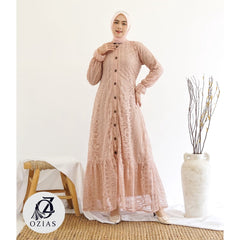 GAMIS OZIAS BROKAT PALMINERVIS 09701 LD 105 I Gamis Pesta Simpel I Gamis Remaja Muslimah Panjang Santai