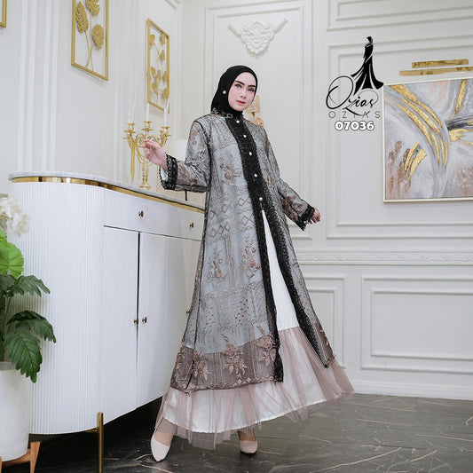 GAMIS OZIAS TILE 07036 LD 105 I Gamis Kondangan Rompi I Gamis Casual Panjang Muslim
