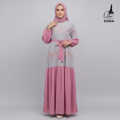 GAMIS OZIAS CERUTY BORDIR 03924 LD 105 I Gamis Simpel Pesta I Gamis Wanita Muslimah Nyaman Panjang