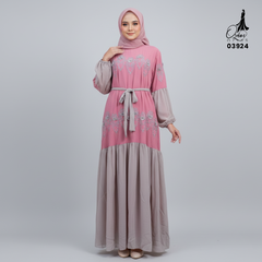 GAMIS OZIAS CERUTY BORDIR 03924 LD 105 I Gamis Simpel Pesta I Gamis Wanita Muslimah Nyaman Panjang