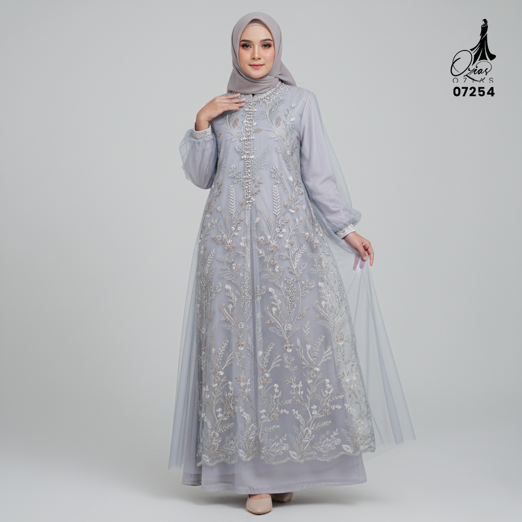 GAMIS OZIAS TILE 07254 LD 105 I Gamis Kondangan Wanita I Gamis Casual Formal