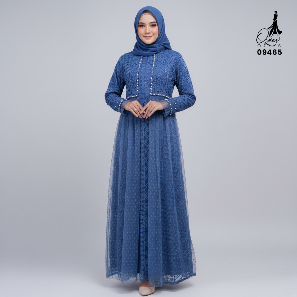 GAMIS OZIAS BROKAT FIMELA 09465 LD 80 95 105 120 I Gamis Fashion Muslimah Anak I Gamis Lebaran Busui Friendly 2XL