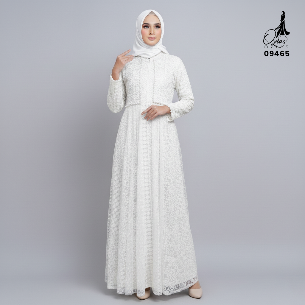 GAMIS OZIAS BROKAT FIMELA 09465 LD 80 95 105 120 I Gamis Fashion Muslimah Anak I Gamis Lebaran Busui Friendly 2XL