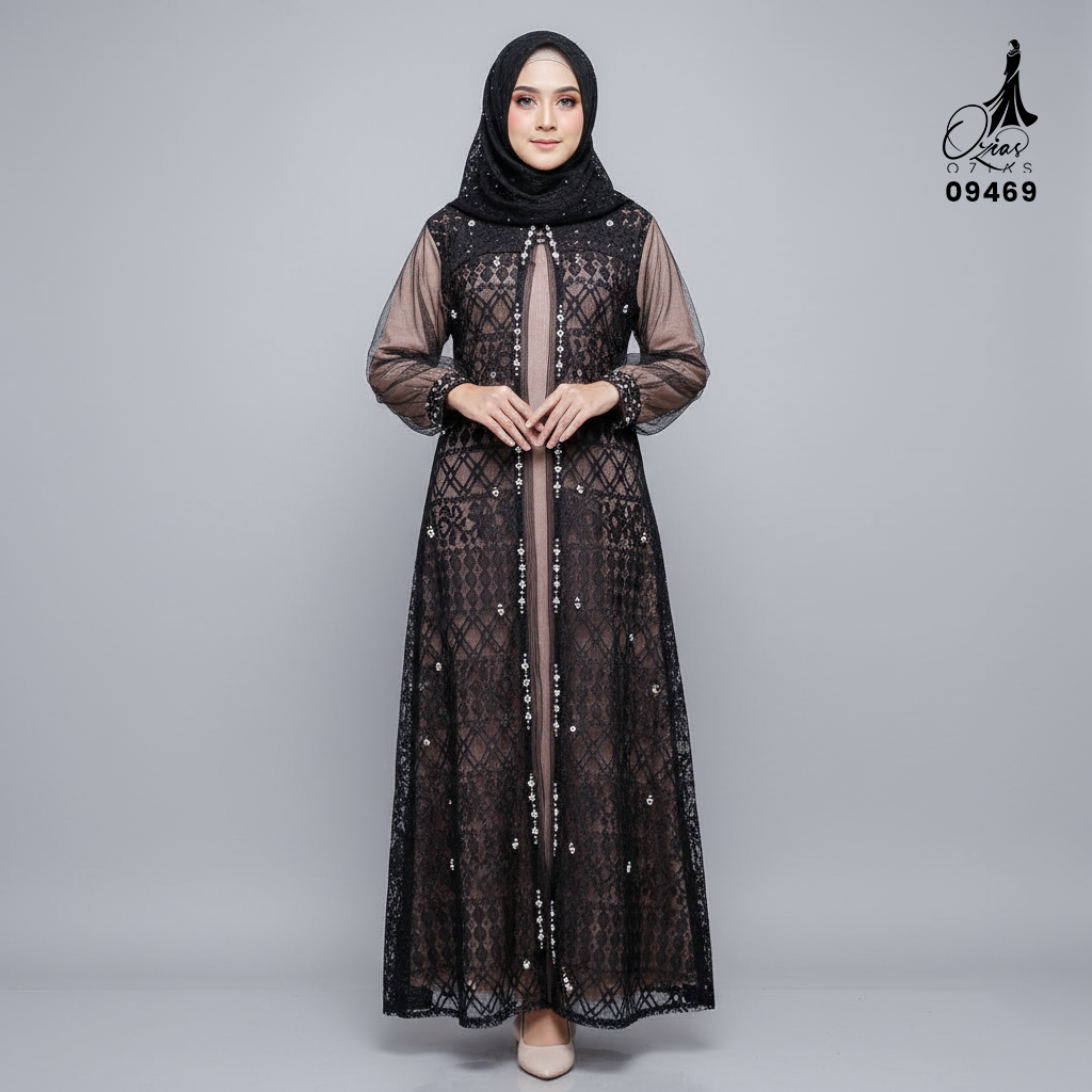 GAMIS OZIAS BROKAT FIMELA 09469 LD 105 120 140 I Fashion Muslimah Hijab I Gamis Kondangan Simpel Nyaman Panjang Santai Dress 2XL 4XL
