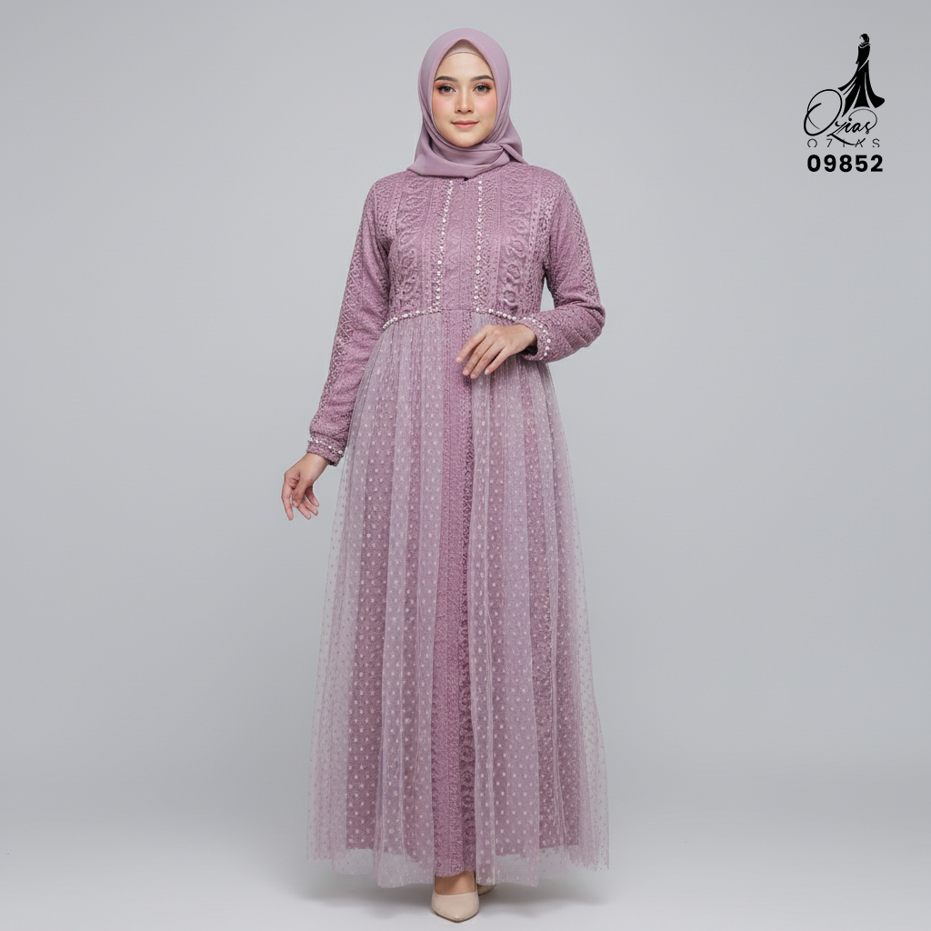 GAMIS OZIAS BROKAT KAGURA 09852 LD 105 dan LD 120 I Gamis Brisemade Muslimah I Dress Home Busui Friendly Nyaman Panjang