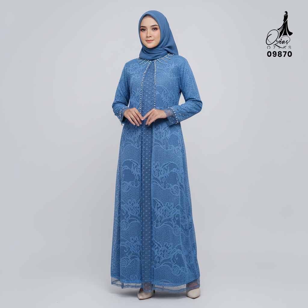 GAMIS OZIAS BROKAT HARUKA 3D 09870 I Gamis Ibu Dan Anak I Gamis Simpel Nyaman Panjang Muslim Dress