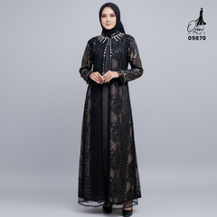 GAMIS OZIAS BROKAT HARUKA 3D 09870 I Gamis Ibu Dan Anak I Gamis Simpel Nyaman Panjang Muslim Dress