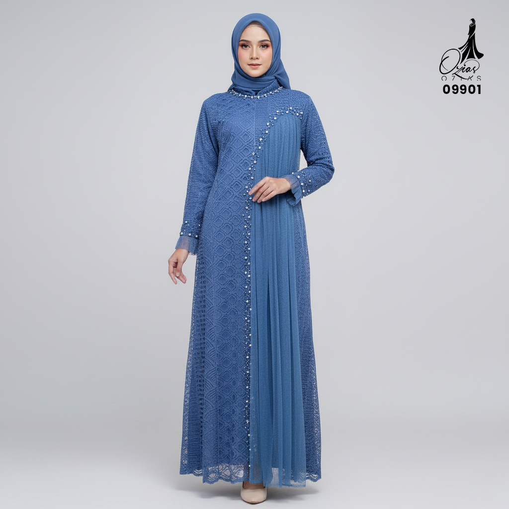 GAMIS INAYA BALIYA OZIAS 09901 I Gamis Pesta kondangan I Hijab Fashion I Jumbo  LD 105 LD 120 LD 140 I Dress Mewah Brokat