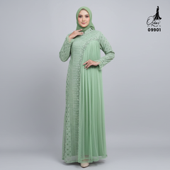 GAMIS INAYA BALIYA OZIAS 09901 I Gamis Pesta kondangan I Hijab Fashion I Jumbo  LD 105 LD 120 LD 140 I Dress Mewah Brokat