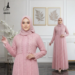 GAMIS OZIKO BROKAT IORA CEILO PREMIUM 09910 I Gamis Pesta Remaja I Gamis Busui friendly Muslim Nyaman 2XL