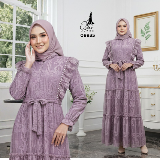 GAMIS OZIAS BROKAT 09935 LD 20 I Gamis Pesta Cantik I Gamis Wisuda 2XL