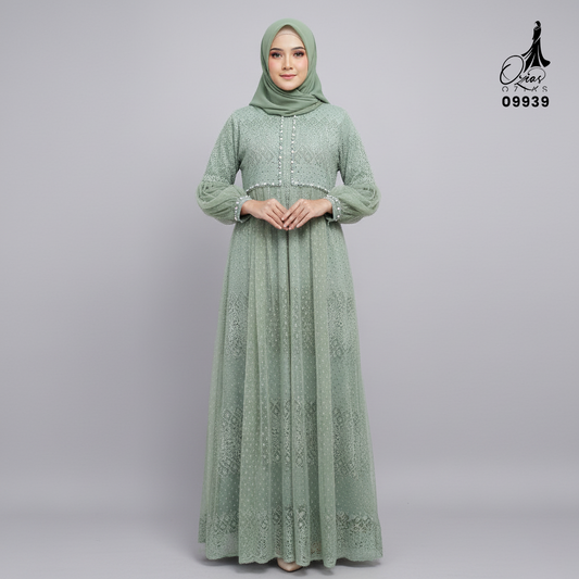 Ozias - Gamis Brokat Florance 09939 Ld 105 I Gamis Kondangan Mewah I Gamis Formal Pesta