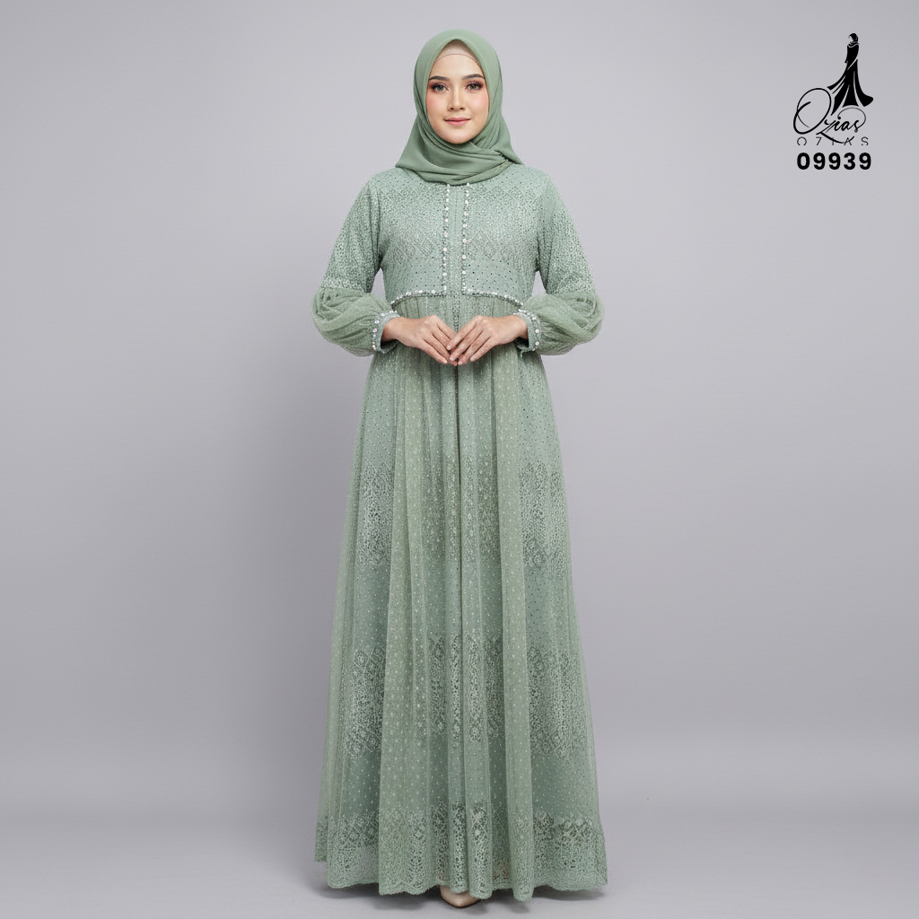 Ozias - Gamis Brokat Florance 09939 Ld 105 I Gamis Kondangan Mewah I Gamis Formal Pesta