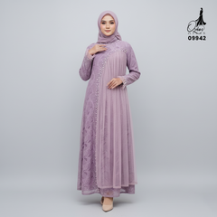 GAMIS OZIAS BROKAT INAYA FIORA 09942 Ld 80 95 105 120 140 I Gamis Dewasa Ibu Dan Anak I Gamis Wisuda Wanita I Gamis Kondangan Pesta I Gamis Bridesmaid I Pakaian Muslimah Jumbo 2XL 4XL