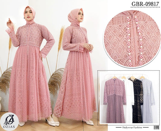 GAMIS OZIAS BROKAT BALIYA 09817 LD 105 I Gamis Wanita Cantik I Gamis Wanita Muslimah Busui Friendly Nyaman Panjang
