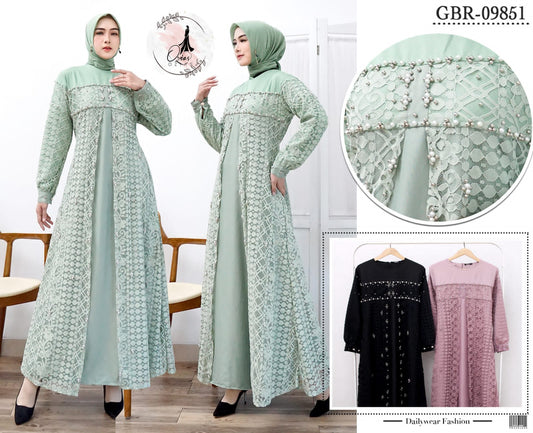 GAMIS OZIAS BROKAT FIMELA 09851 LD 105 I Gamis Moscrepe Simpel I Gamis Kondagan Muslim Panjang