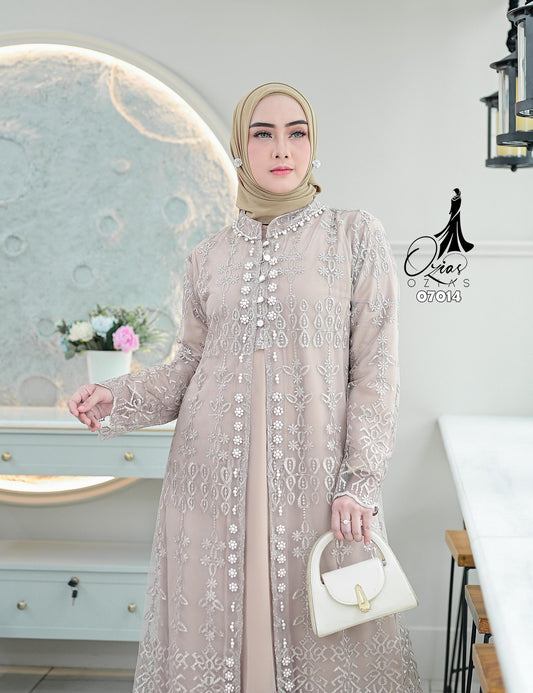 GAMIS OZIAS TILE 07014 LD 105 I Gamis Kondangan Wanita I Gamis Lamaran Cantik Nyaman Muslim