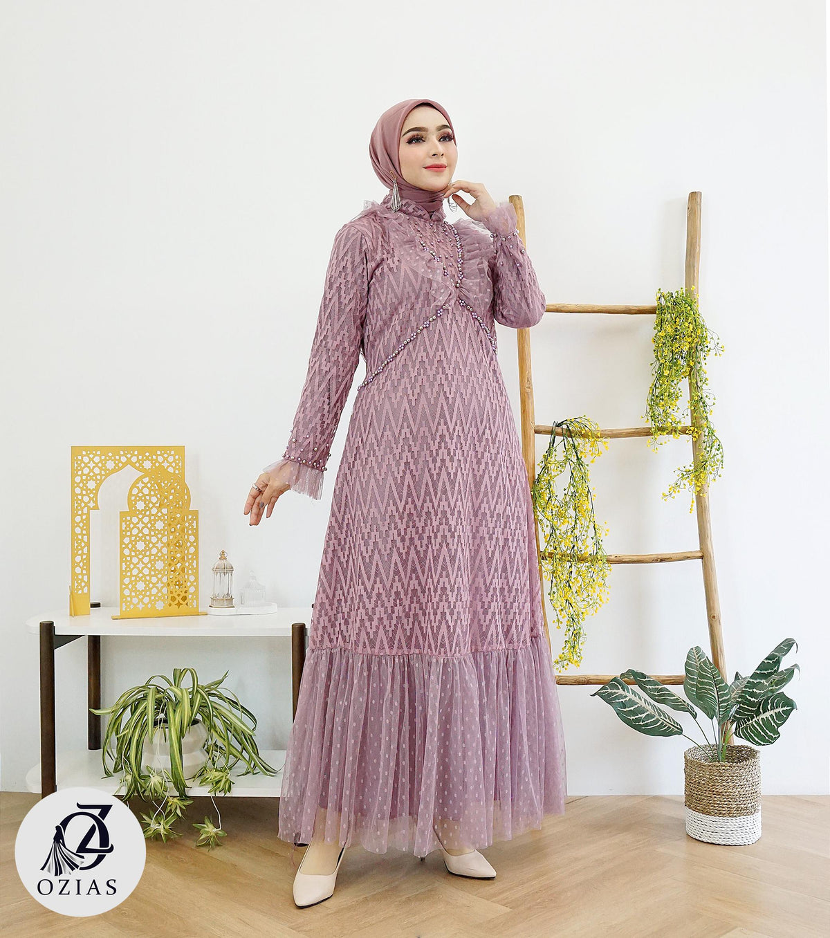 GAMIS OZIAS BROKAT ZIGZAG 09801 LD 105 I Gamis Kondangan Cantik I Gamis Pesta Wanita
