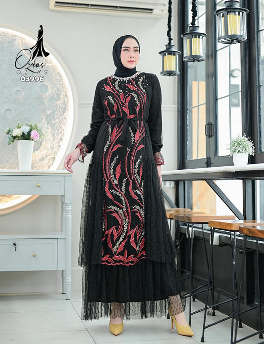 GAMIS OZIAS TILE IMPORT 03996 LD 105 I Gamis Rompi Wisuda I Gamis Kondangan Cantik Muslim Nyaman