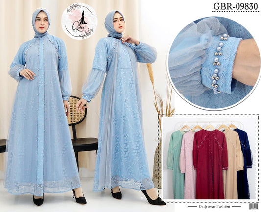 GAMIS OZIAS BROKAT GARDEN LACE 09830 LD 105 I Gamis Premium Simpel l Busana Muslimah Busui Friendly Nyaman Panjang Wanita Santai Mewah