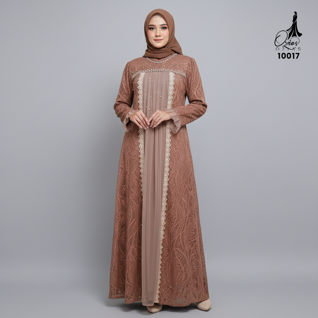 GAMIS OZIAS BROKAT 10017 LD 105 I Gamis Kondangan Mewah I Gamis Pesta