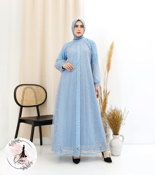 GAMIS OZIAS BROKAT GARDEN LACE 09830 LD 105 I Gamis Premium Simpel l Busana Muslimah Busui Friendly Nyaman Panjang Wanita Santai Mewah