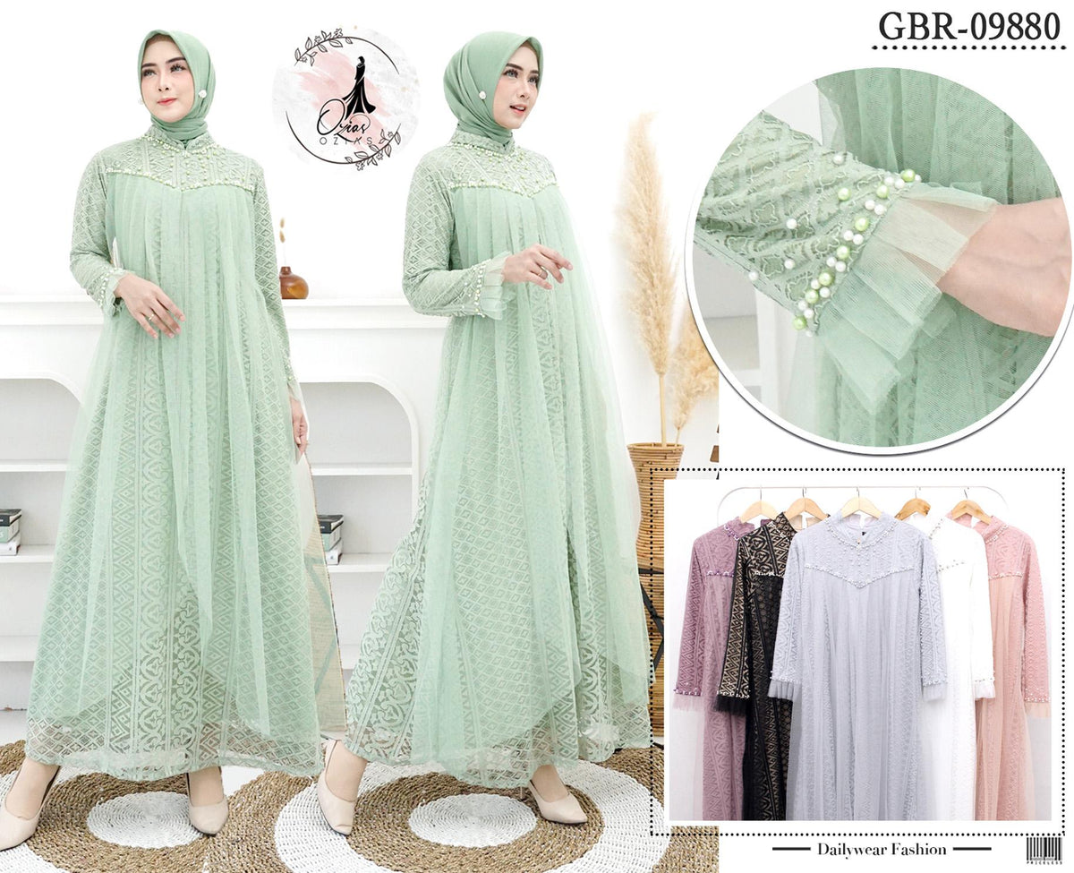 GAMIS OZIAS ARABELLA RUMBAI 09880 LD 105 & 120 I Gamis Fashion Muslimah I Gamis Pesta Kondangan Nyaman Panjang