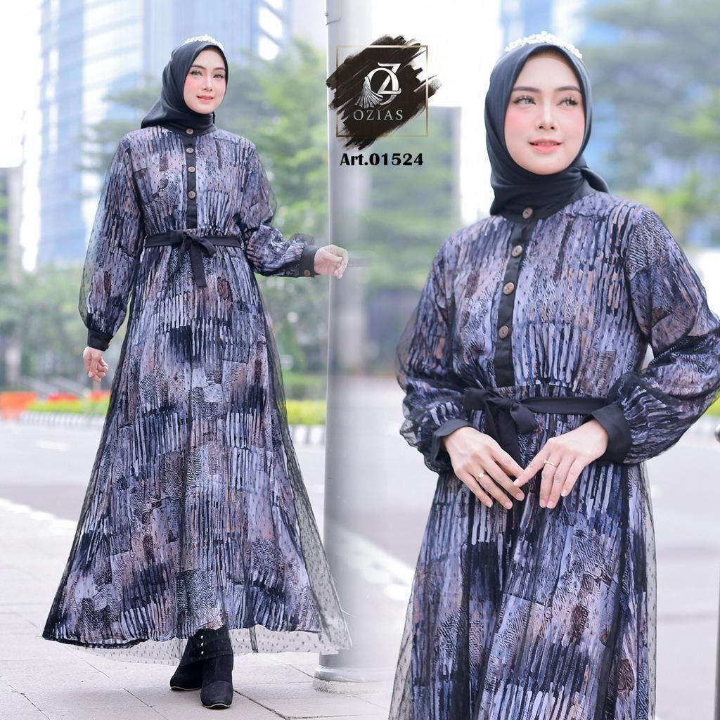 GAMIS OZIAS VISCOSE 01524 LD 105 I Gamis Pesta Simpel I Gamis Fashion Muslimah  Nyaman Panjang