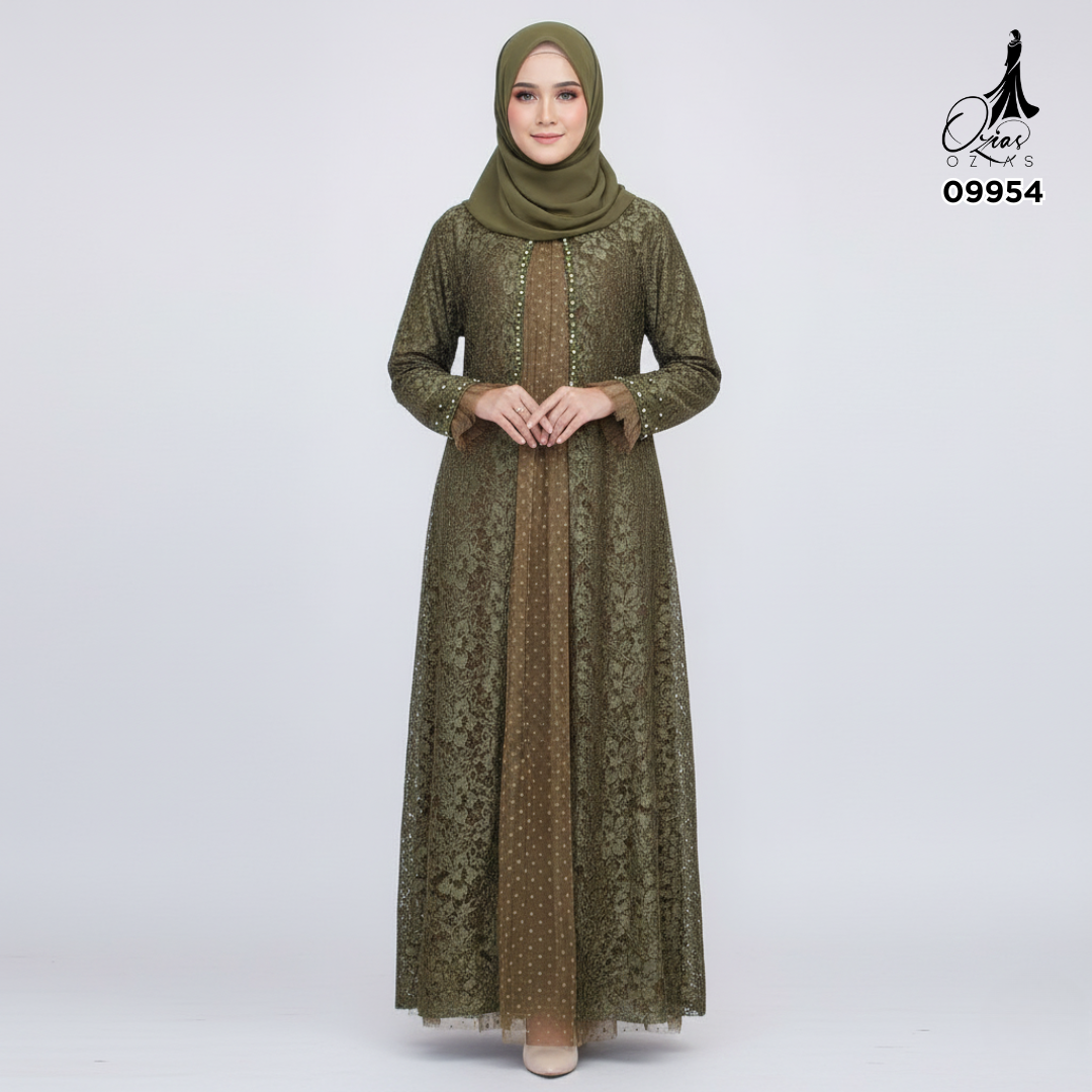 GAMIS OZIAS BROKAT GLITER 09954 LD 105 I Gamis Fashion Muslimah I Gamis Lebaran Motif Nyaman