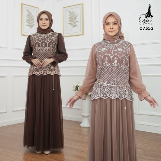 GAMIS OZIAS TILE 07352 LD 105 I Gamis Kondangan Wanita I Gamis Fashion Casual